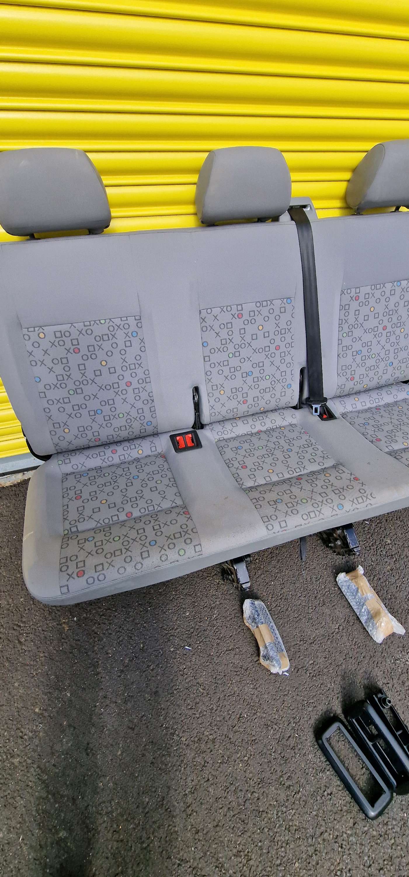 Vw  T5 / T6 /T6.1 Kombi Rear Triple  Bench Seat with Ra il and Seat Belt image 1