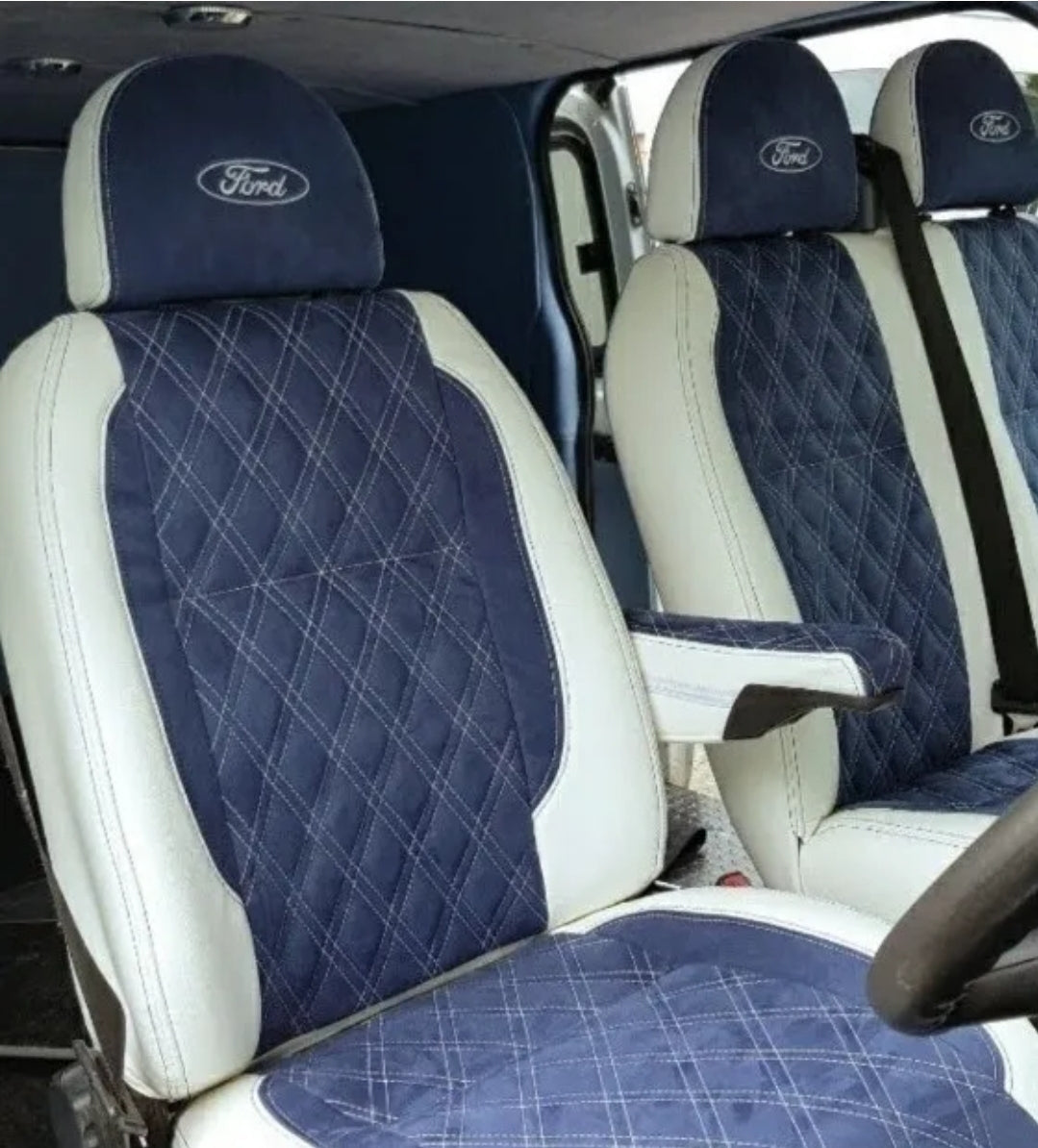 FORD TRANSIT SEATS MK6 MK7 Set Blue & White image 5