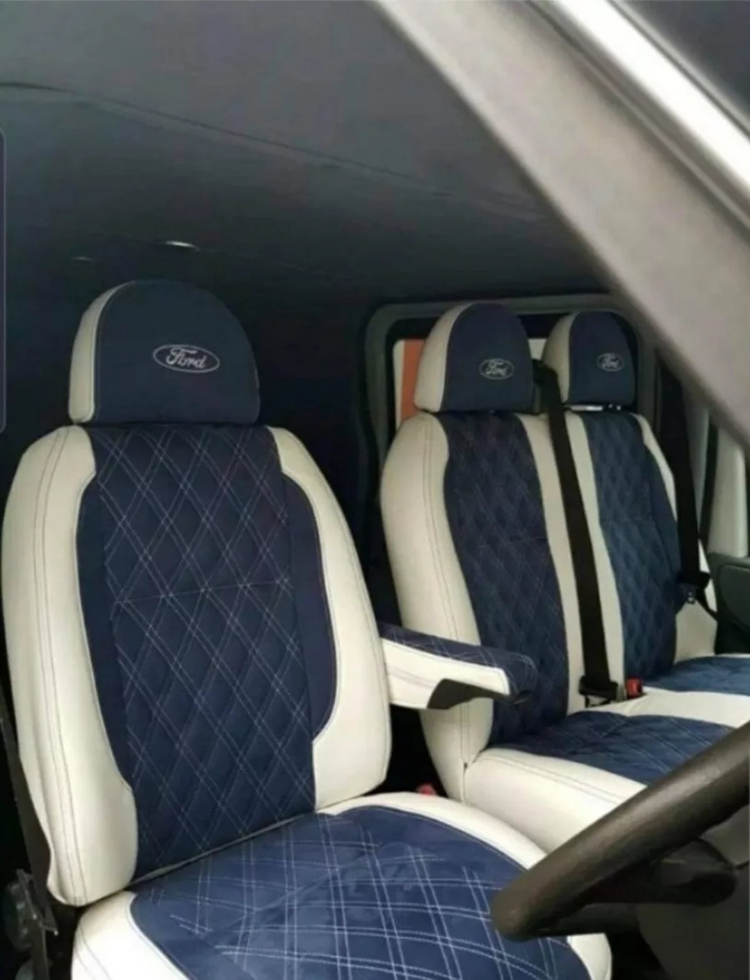 FORD TRANSIT SEATS MK6 MK7 Set Blue & White image 3