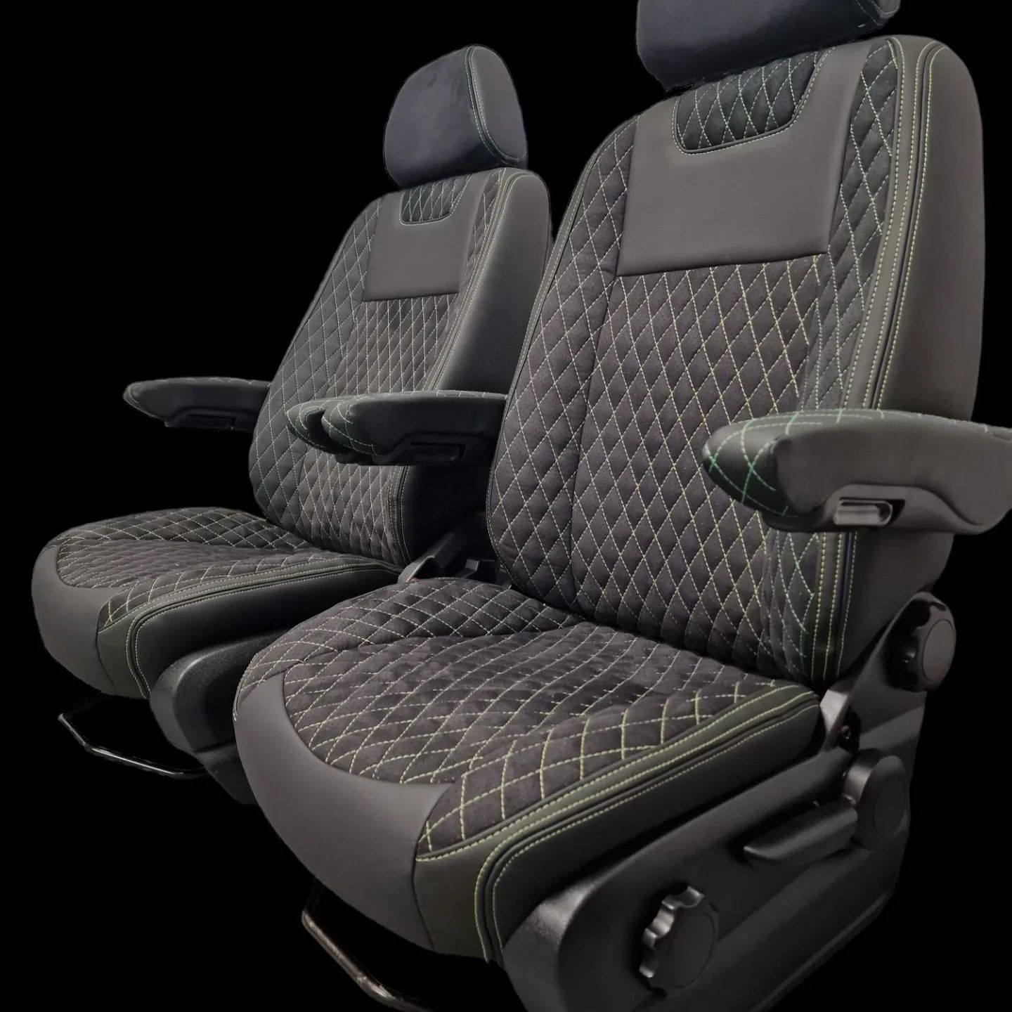 MERCEDES SPRINTER SEATS WITH SMALL GREEN STITCH image 6