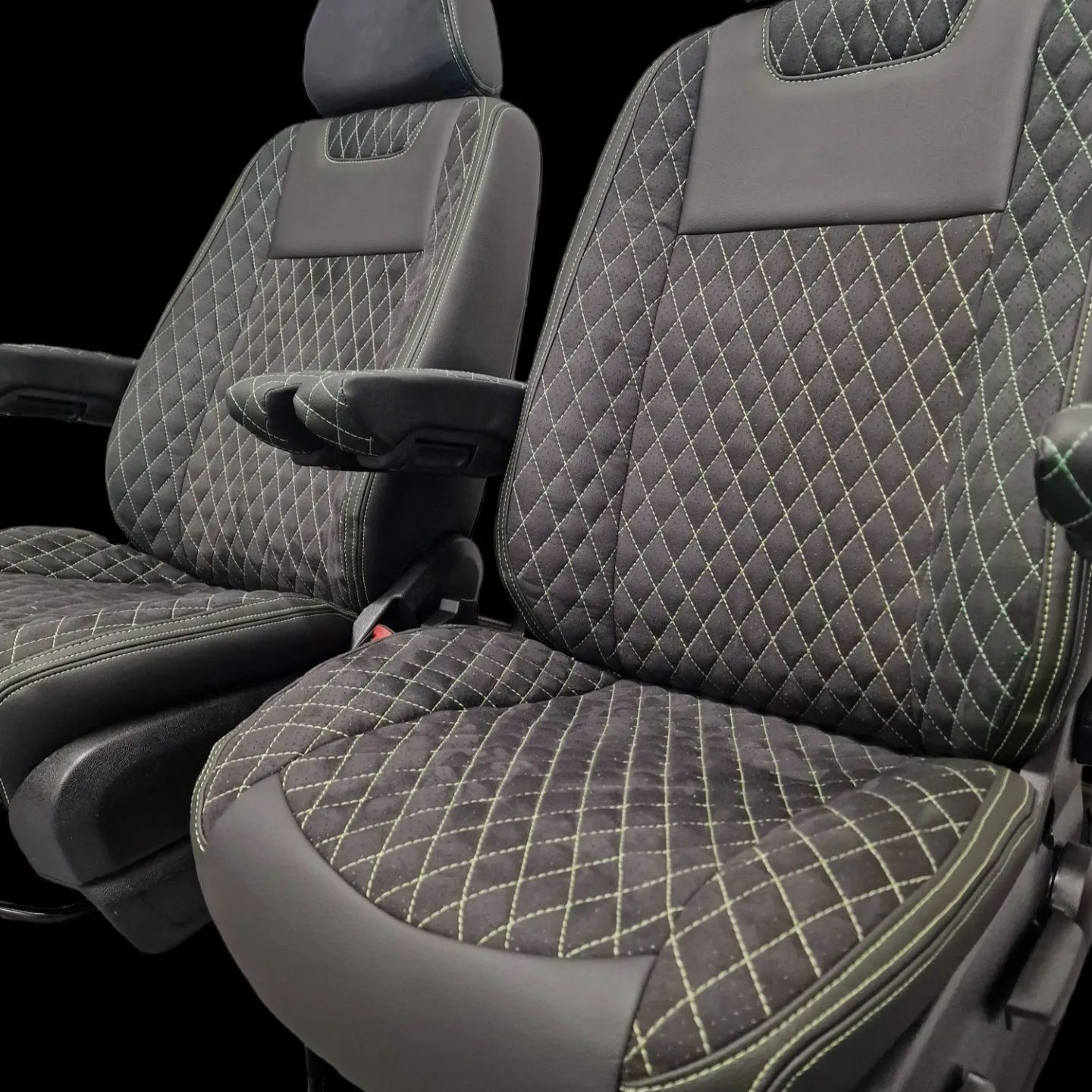 MERCEDES SPRINTER SEATS WITH SMALL GREEN STITCH image 7
