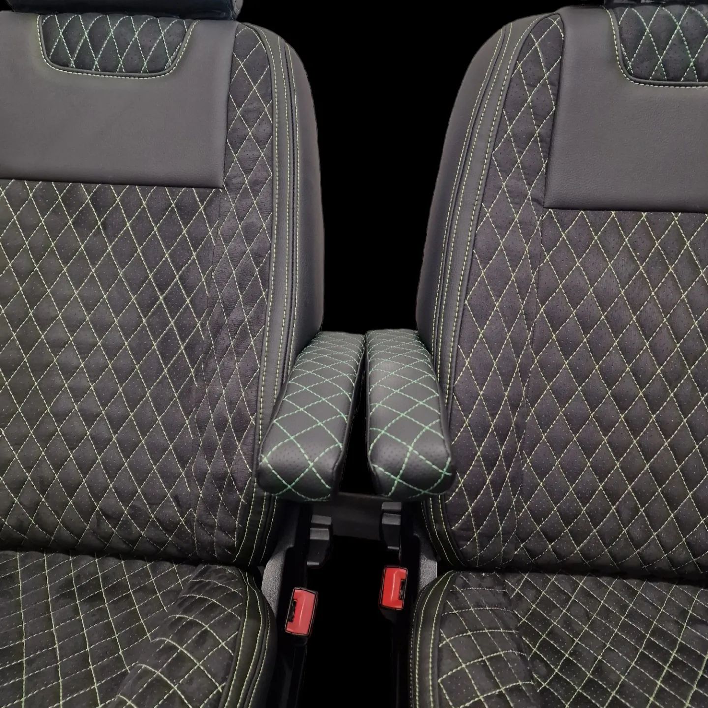 MERCEDES SPRINTER SEATS WITH SMALL GREEN STITCH image 9