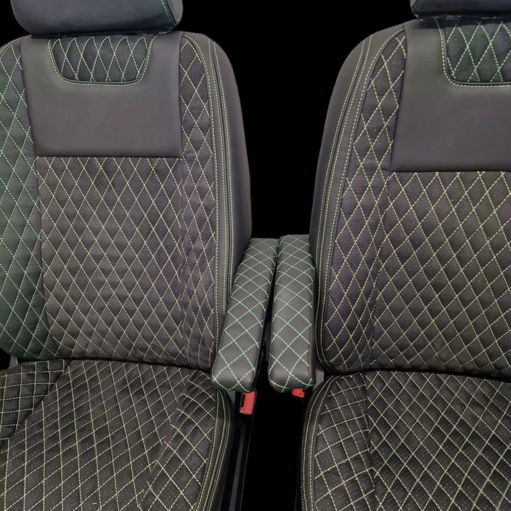 MERCEDES SPRINTER SEATS WITH SMALL GREEN STITCH image 0