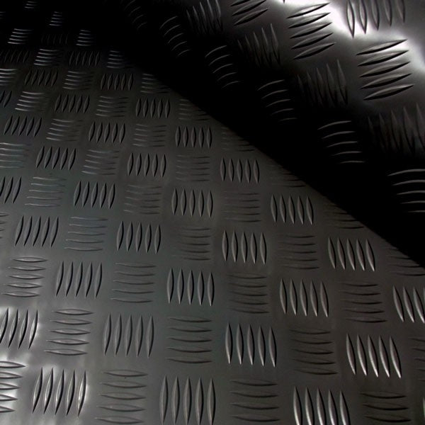 A 4x2mtr Black Rubber Anti-Slip Chequered Van Floor Covering image 0