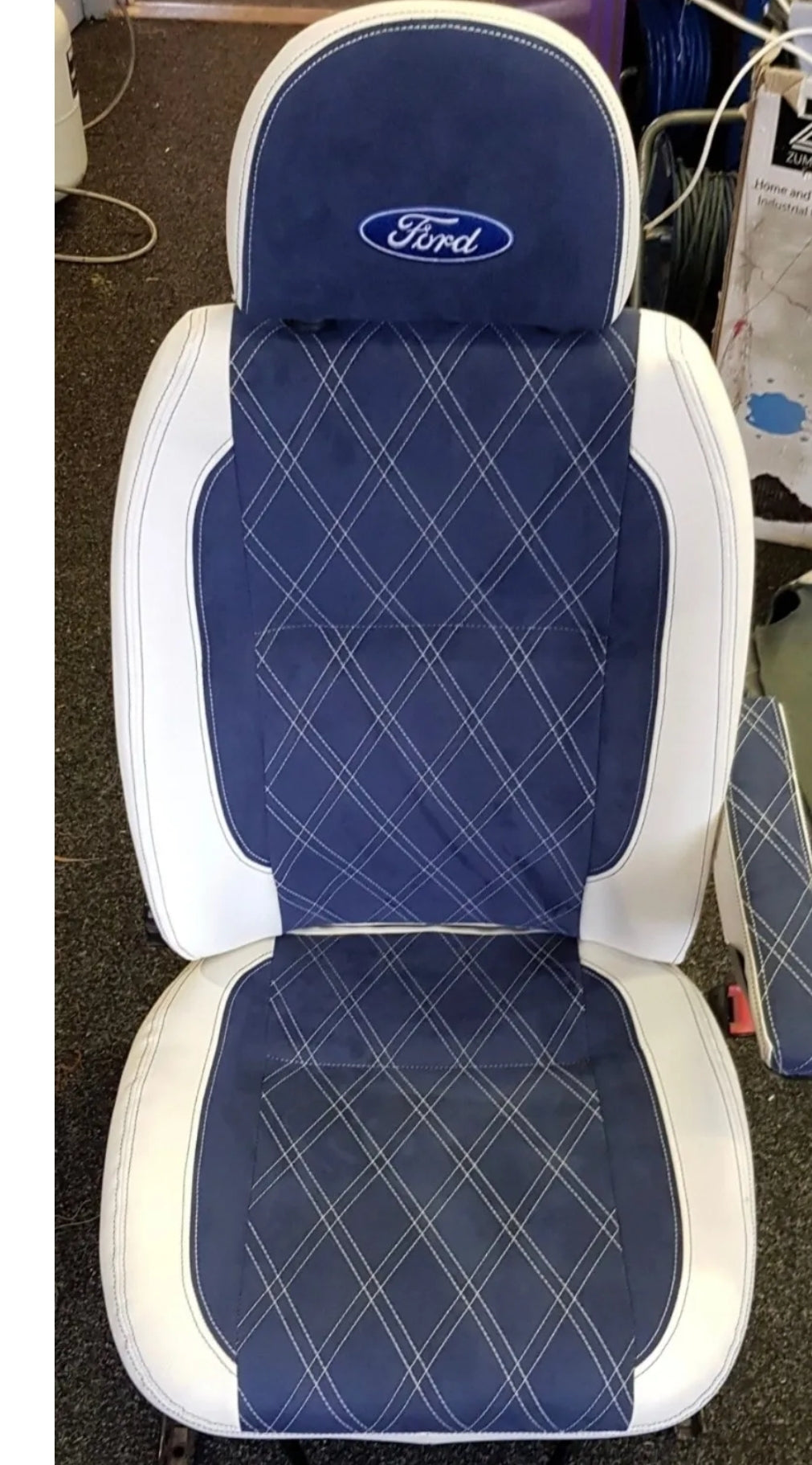 FORD TRANSIT SEATS MK6 MK7 Set Blue & White image 4