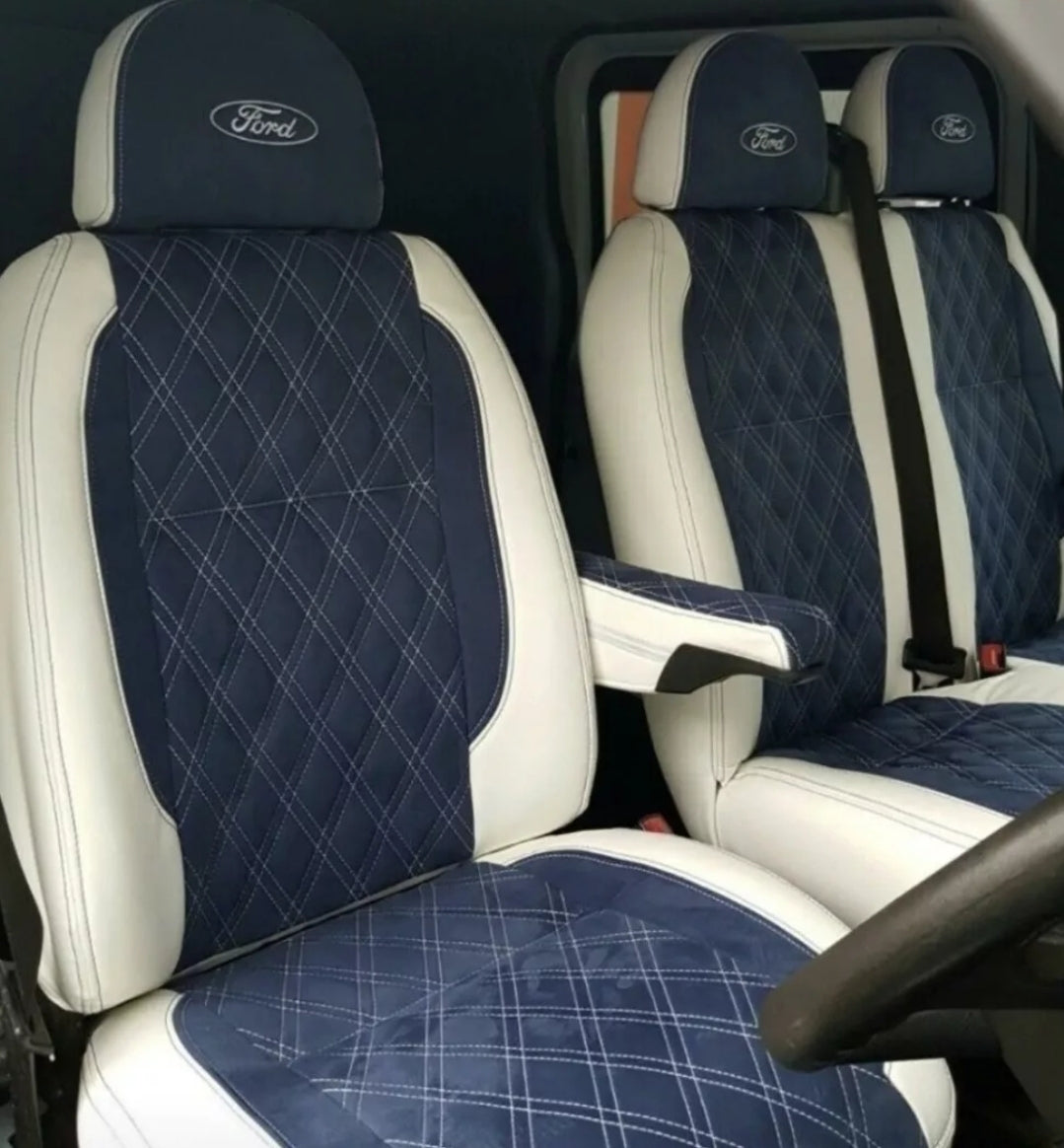 FORD TRANSIT SEATS MK6 MK7 Set Blue & White image 0