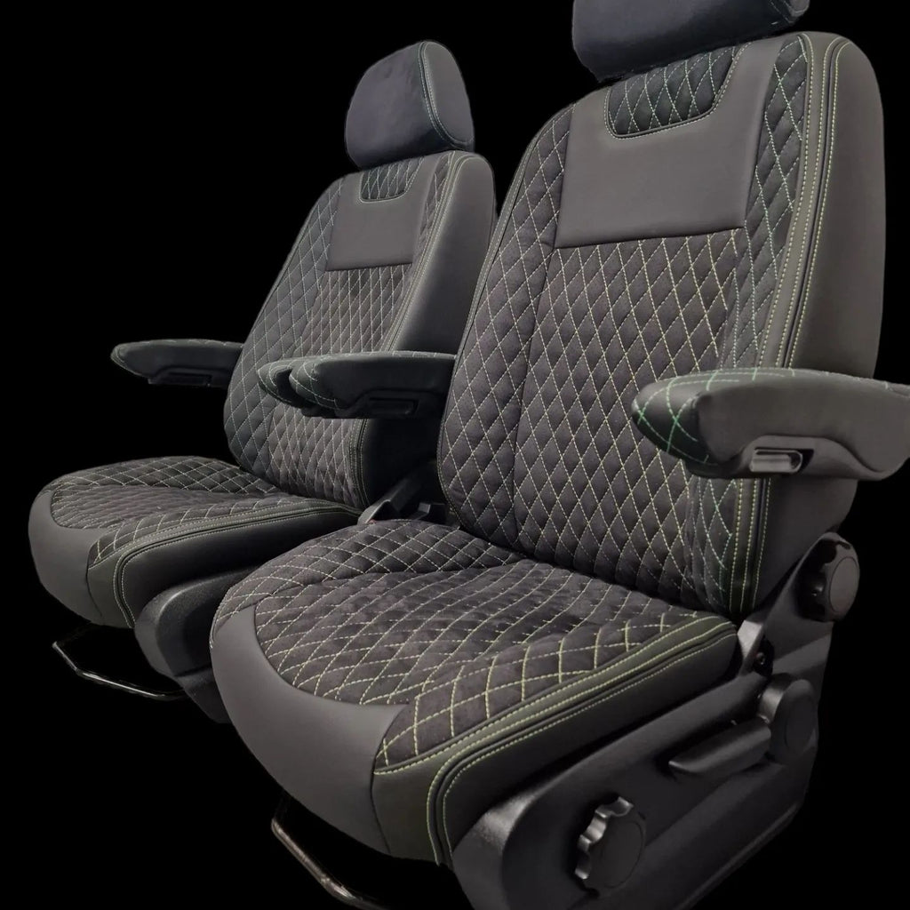 MERCEDES SPRINTER SEATS WITH SMALL GREEN STITCH image 6