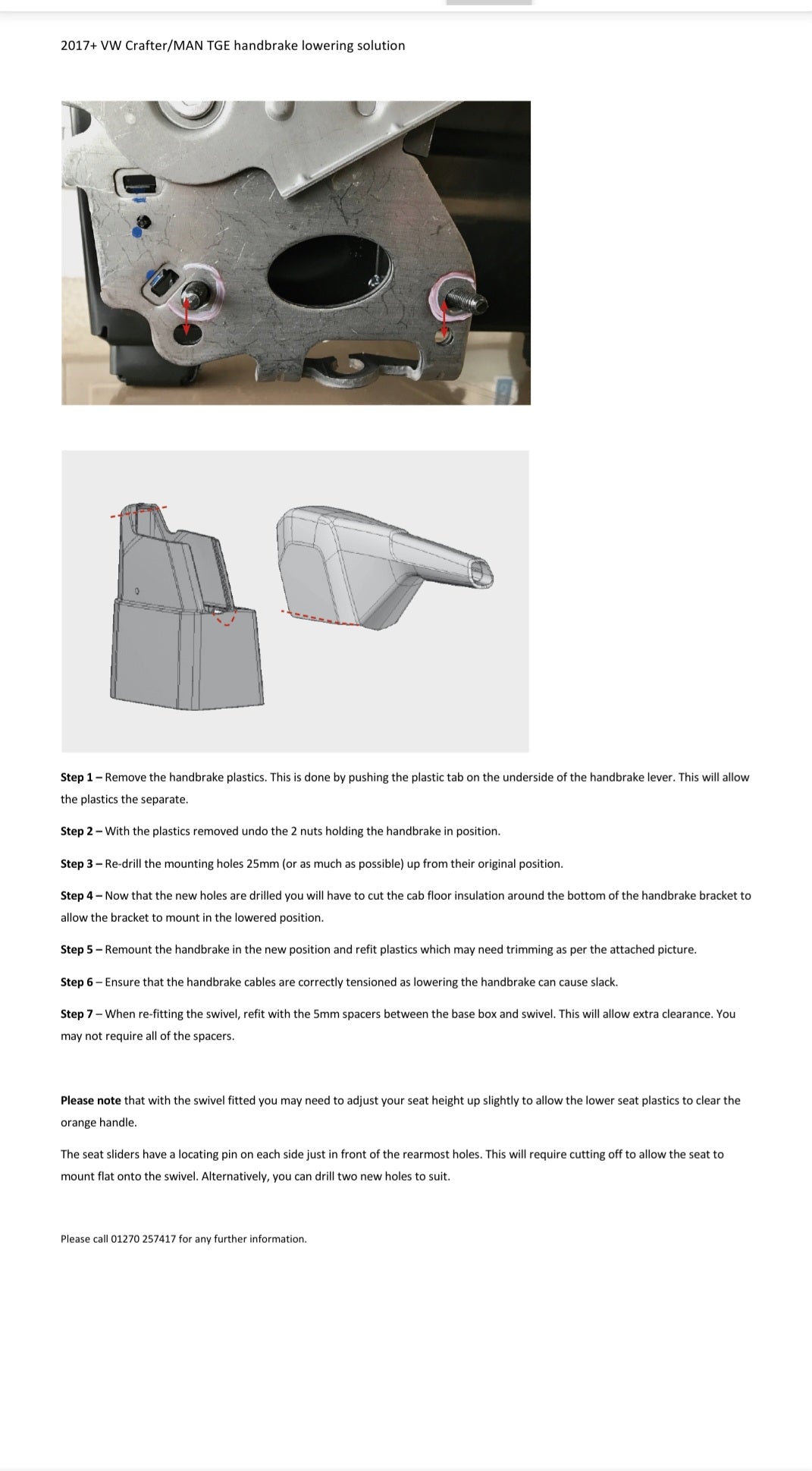 2017 + Vw Crafter/MAN TGE /Handbrake  Lowering solution image 0