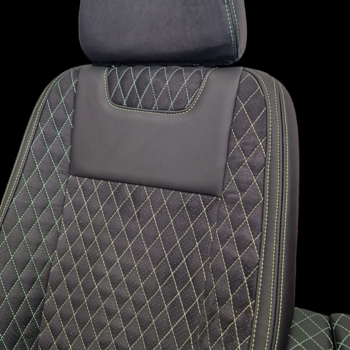 MERCEDES SPRINTER SEATS WITH SMALL GREEN STITCH image 1