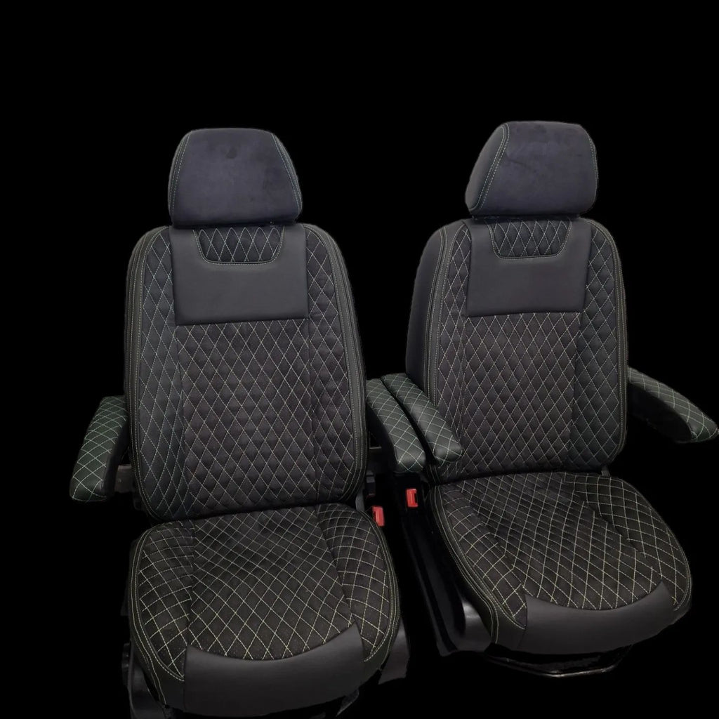 MERCEDES SPRINTER SEATS WITH SMALL GREEN STITCH image 2